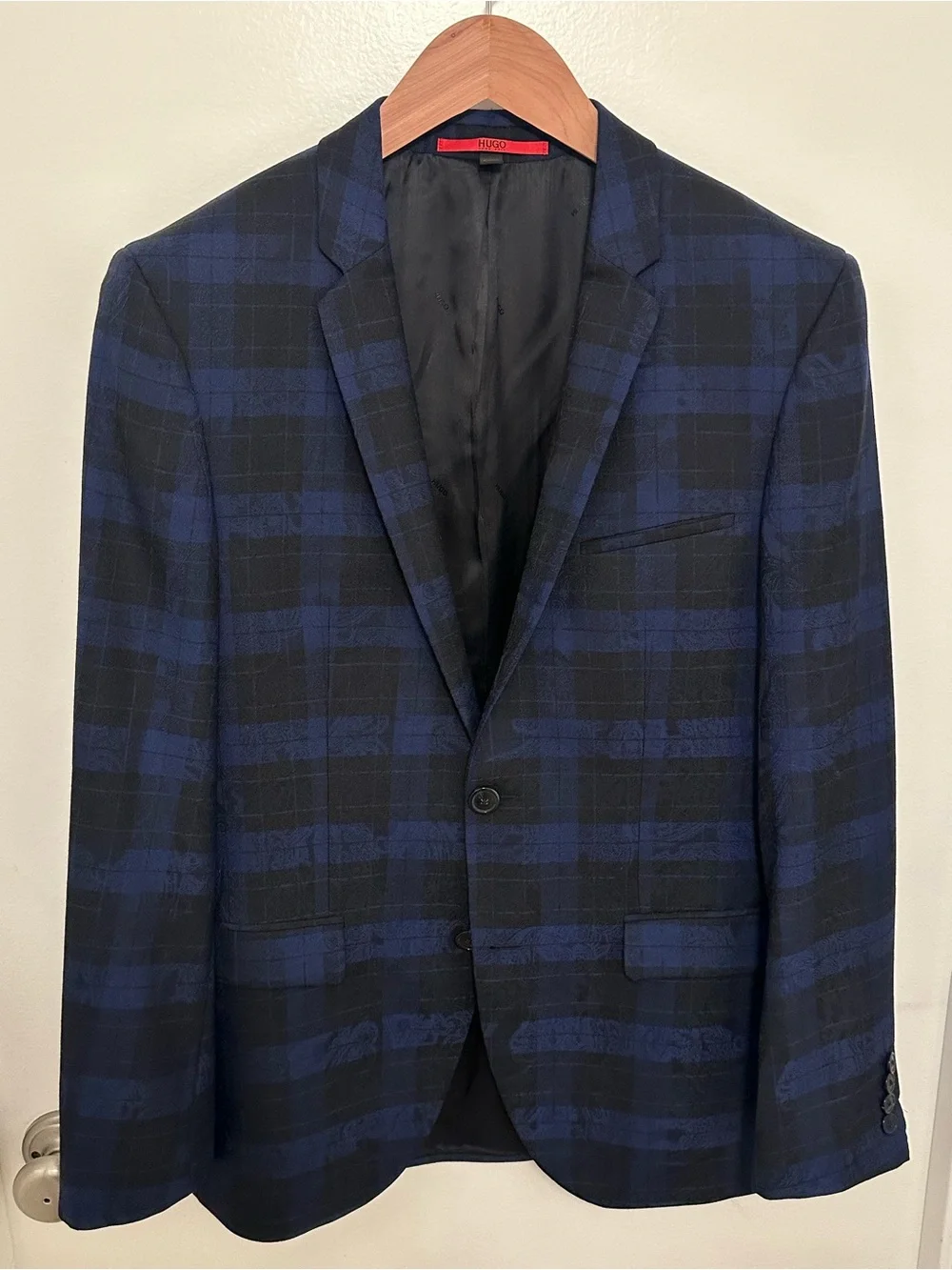 Hugo 38R Adris Navy & Black Patterned Sport Coat Blazer